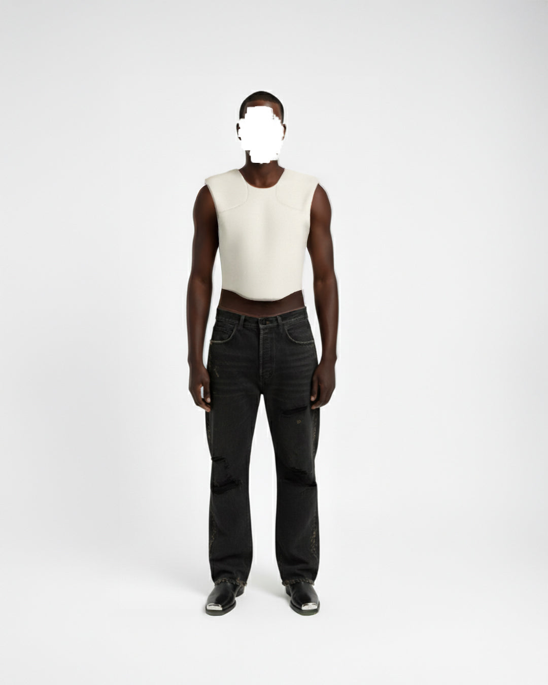 TOP HOMBRERAS MARFIL