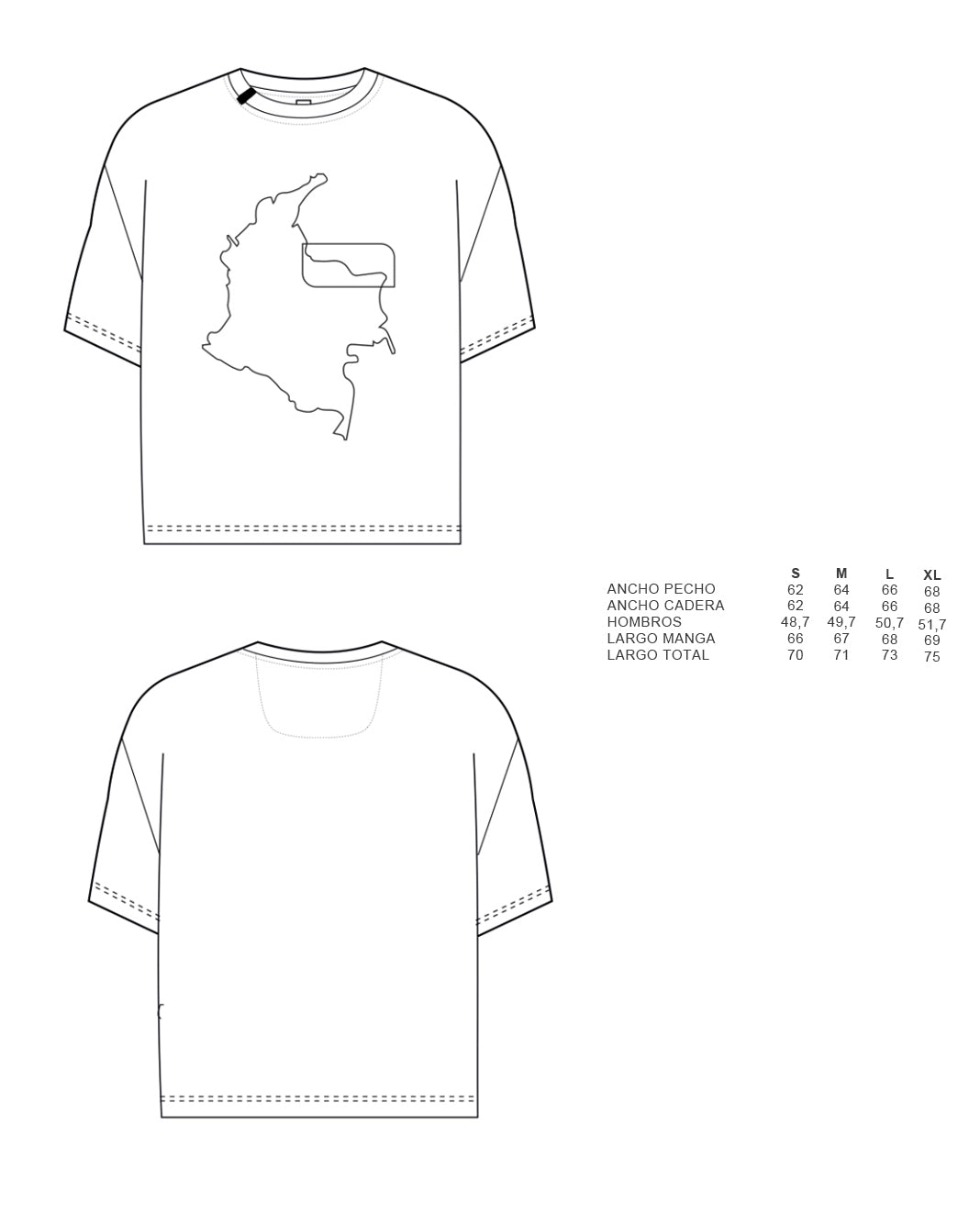CAMISETA MAPA DE COLOMBIA