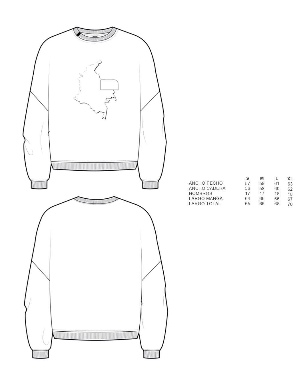 CREWNECK MAPA DE COLOMBIA